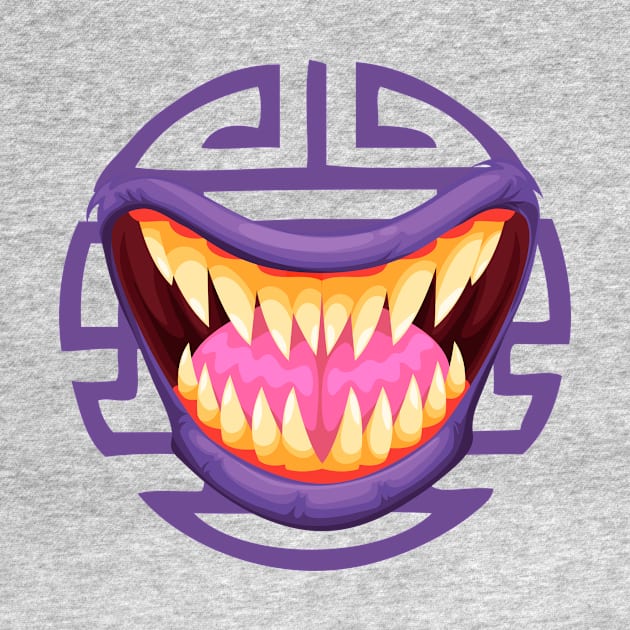 halloween scary beast mouth tongue and teeth icon by funnyd